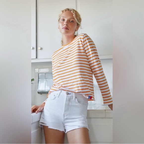 NWT rag & bone Maya White Denim Shorts Size 24 High Rise Distressed Raw Hem - Picture 14 of 15